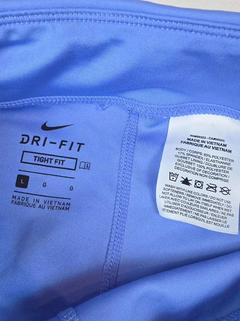 Nike Dri-FIT Girls Colorblock Activewear Leggings PeriWinkle Pink & White Size L